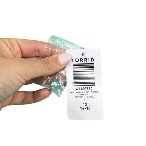 Torrid NWT Kelly Green Chiffon Accordion Pleated Long Sleeve A-line Mini Dress - Picture 14 of 16